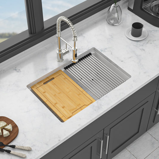 Tatayosi Quartz Kitchen Sink 28x19 inch White granite composite Workstation undermount kitchen sink