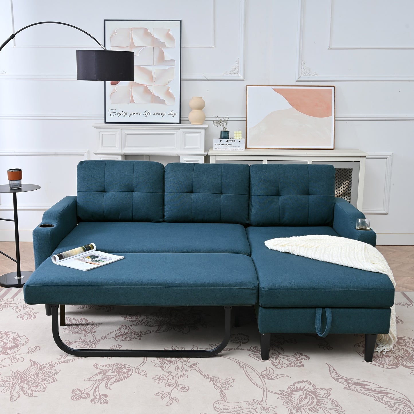 GDFStudio Contemporary Modular Sectional Sofa Blue