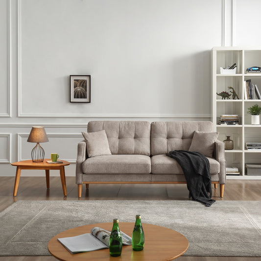 GDFStudio Waterproof Fabric Living Space  3-seater Sofa with USB Charge port - Light Gray