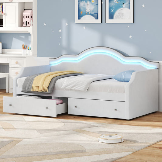 Runesay Beige Contemporary/Modern Velvet Twin Futon
