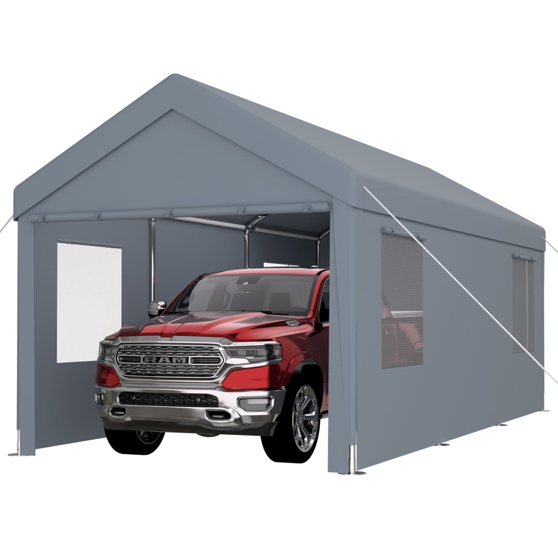 Lycvki 10-ft W x 20-ft L x 5.9-ft H Gray Metal Carport with Polycarbonate Roof