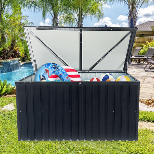 GDFStudio Outdoor Metal Storage Box Large for Garden Use Black