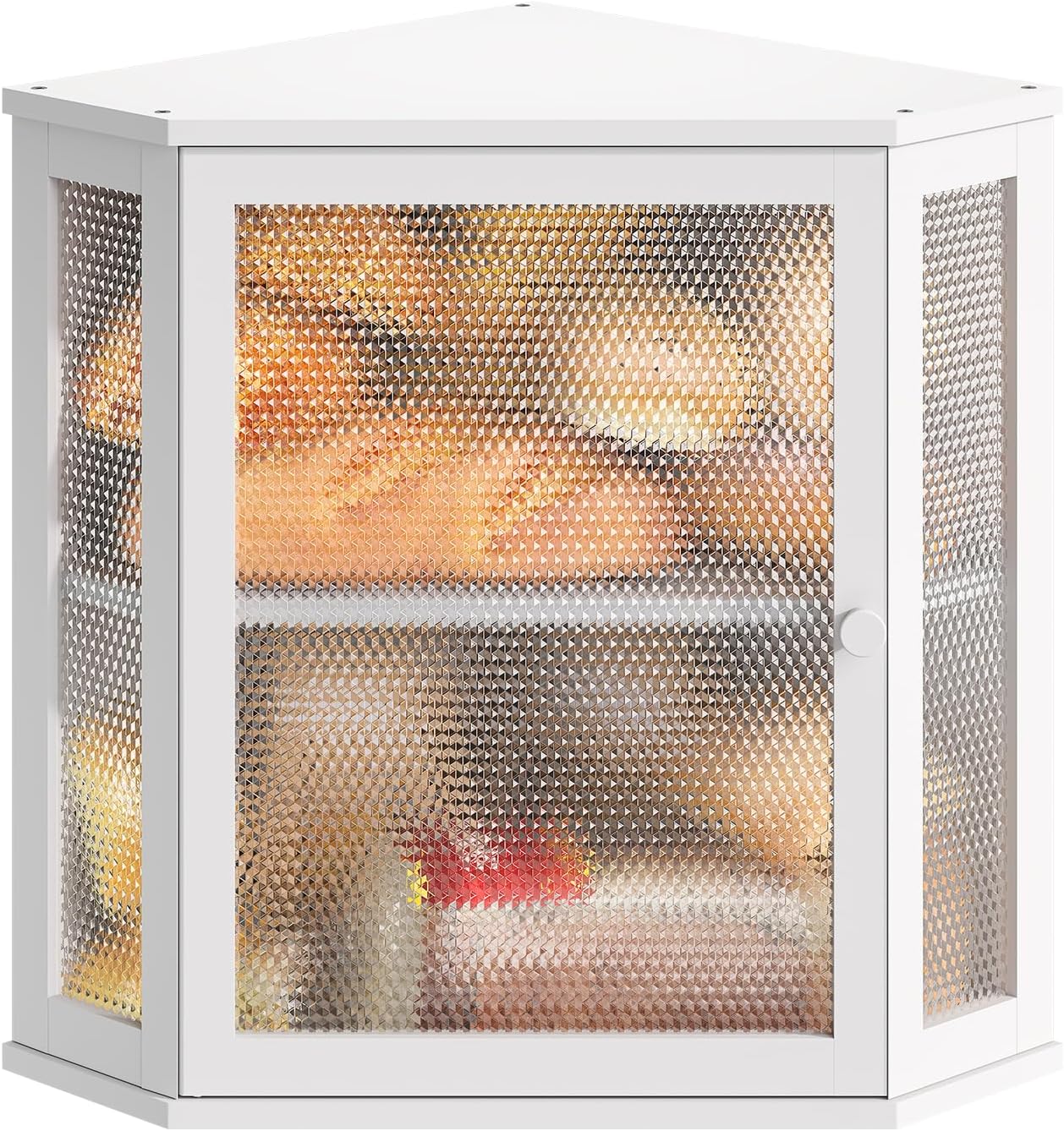 STDDRE Corner Bread Box Kitchen Countertop Extra Large Capacity Farmhouse Bread Box, Corner Countertop Storage, Double Layer Bread Holder (White, Extra Large)