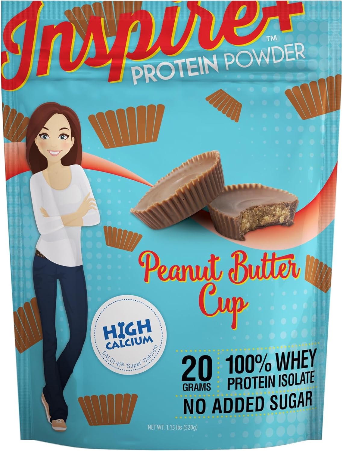Inspire Peanut Butter Cup 20g Whey Protein Isolate Powder with Calcium (20 Servings)