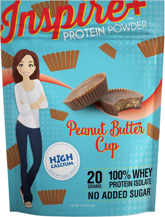 Inspire Peanut Butter Cup 20g Whey Protein Isolate Powder with Calcium (20 Servings)