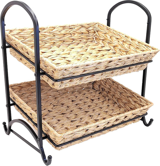 Stackable Candy Display Rack with Rattan|Stackable Candy Organizer|Multi-Function Snack Rack&Shelf for Chips |Perfect Display Solution for Stores (Medium)