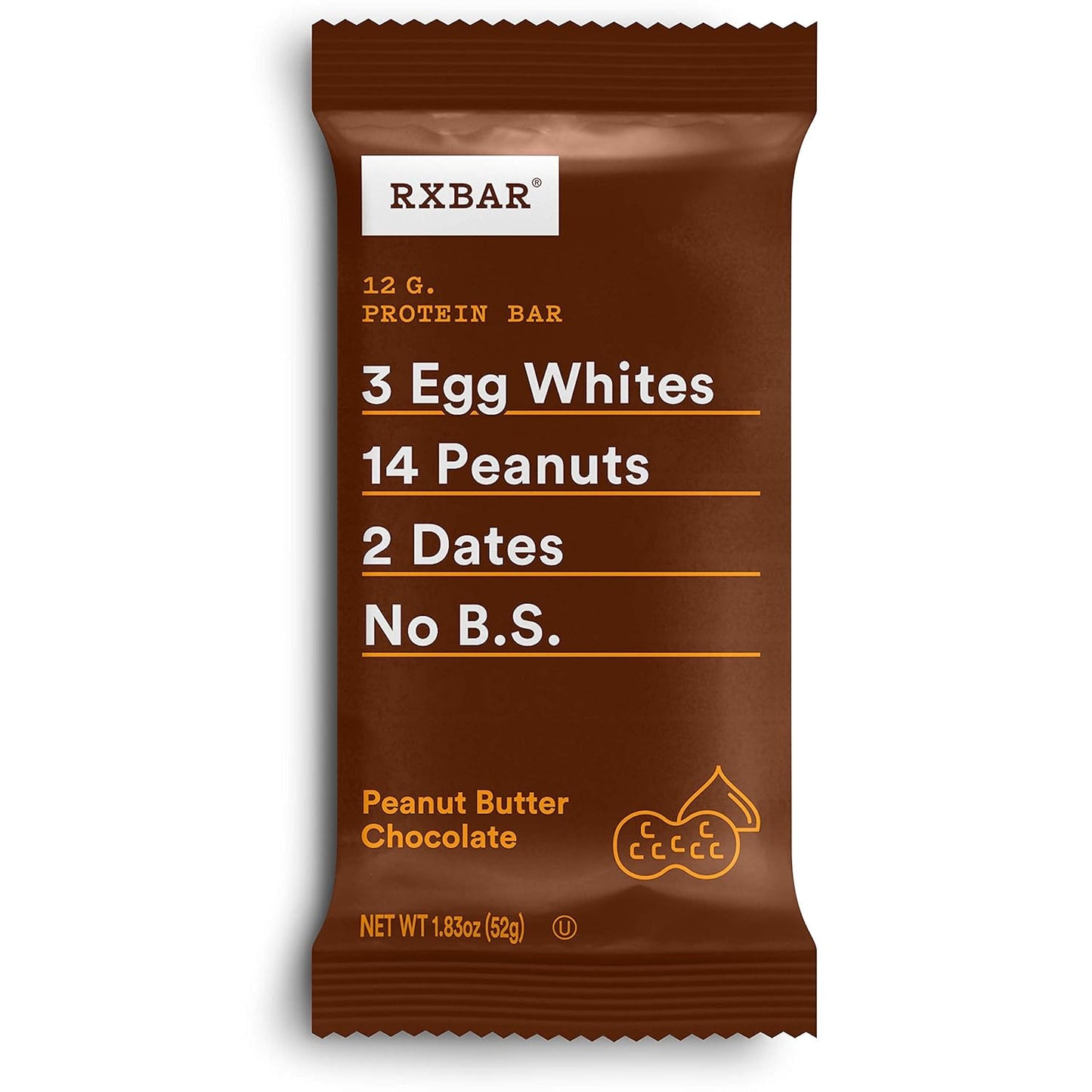 RXBAR, Peanut Butter Chocolate, Protein Bar, 1.83 Ounce (Pack of 12), High Protein Snack, Gluten Free