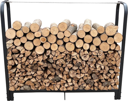 Heavy-Duty 4ft Firewood Rack Stand - Outdoor & Indoor Metal Log Holder for Fireplace - Rustproof Tubular Steel Wood Pile Storage Organizer with High Capacity & Stability