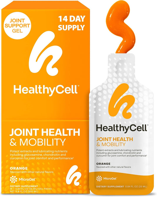 Healthycell Joint Health & Mobility Daily Liquid Supplement - Joint Support Supplement, Inflammation Response, Cartilage & Flexibility with Curcumin, Glucosamine & Chondroitin - 14 Gel Packs