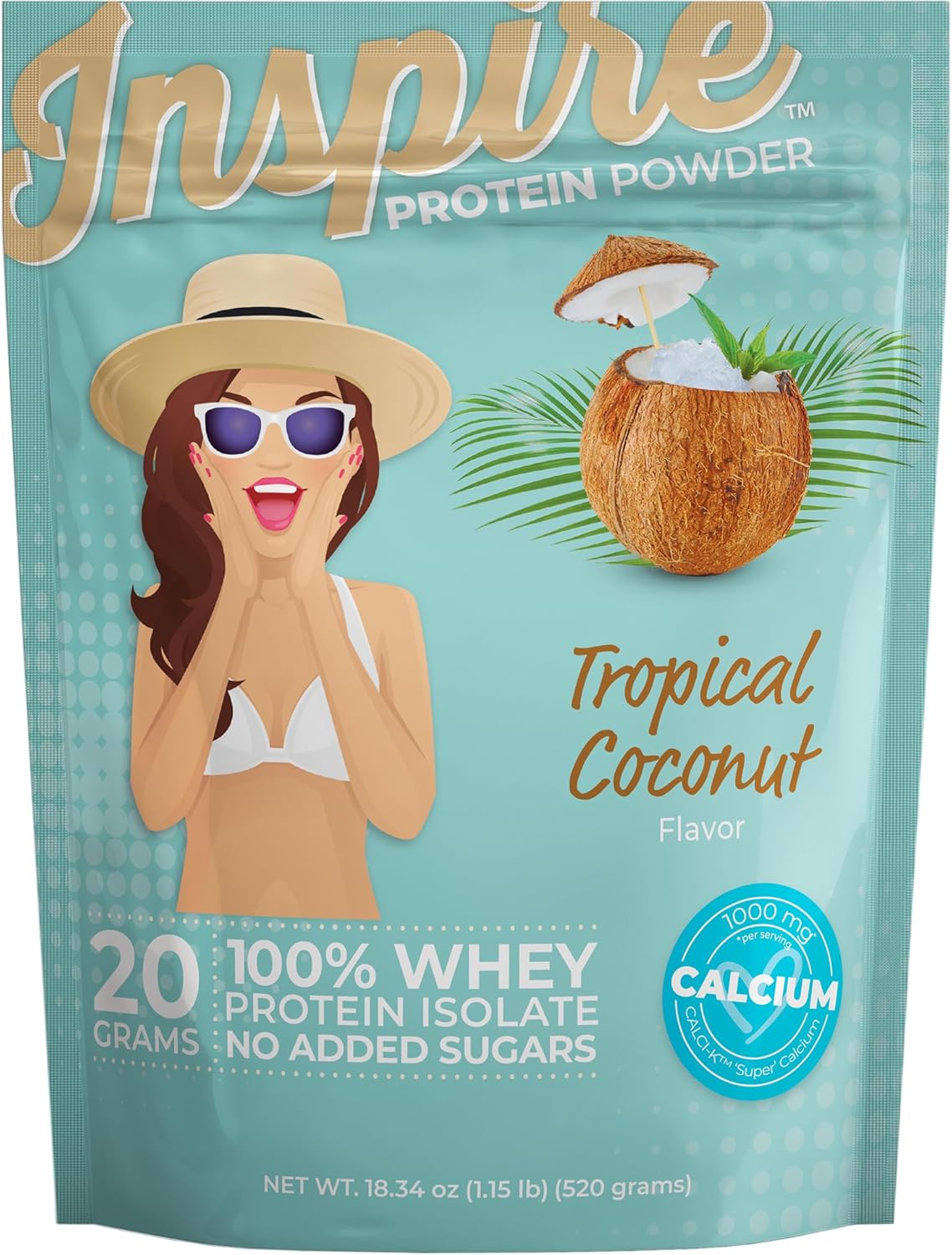 Inspire Tropical Coconut 20g Whey Protein Isolate Powder with Calcium