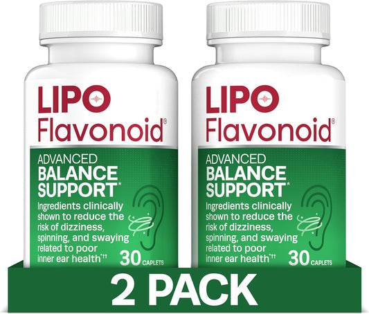 Lipo-Flavonoid Balance Support for Vertigo & Dizziness Relief - Clinically-Tested Formula with Ginkgo Biloba & Vitamin D & B Complex - Inner Ear Health & Balance Support - 30-Count - 2-Pack