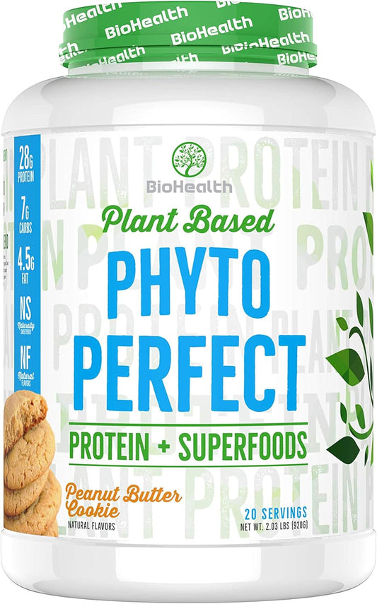Phyto Perfect Peanut Butter Cookie (2lb) | 28g Vegan Protein Plus Superfoods | Protein Plus Organic Veggies and Organic Fruits | 21 Servings