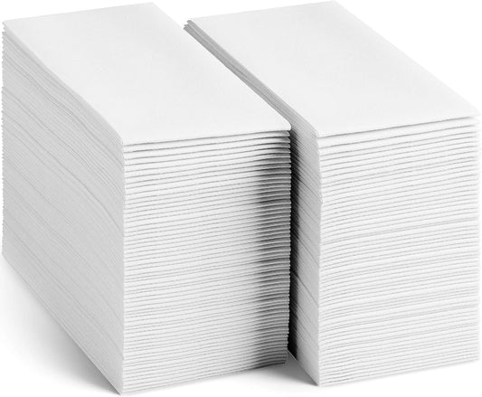 300-pack Servietto Disposable Linen-Feel Guest Towels [8" x 17" ] - Cloth-Like Hand Bathroom Napkins, Made In USA - Soft and Absorbent Paper Napkin for Kitchen, Bathroom, Party, Wedding, Or Event