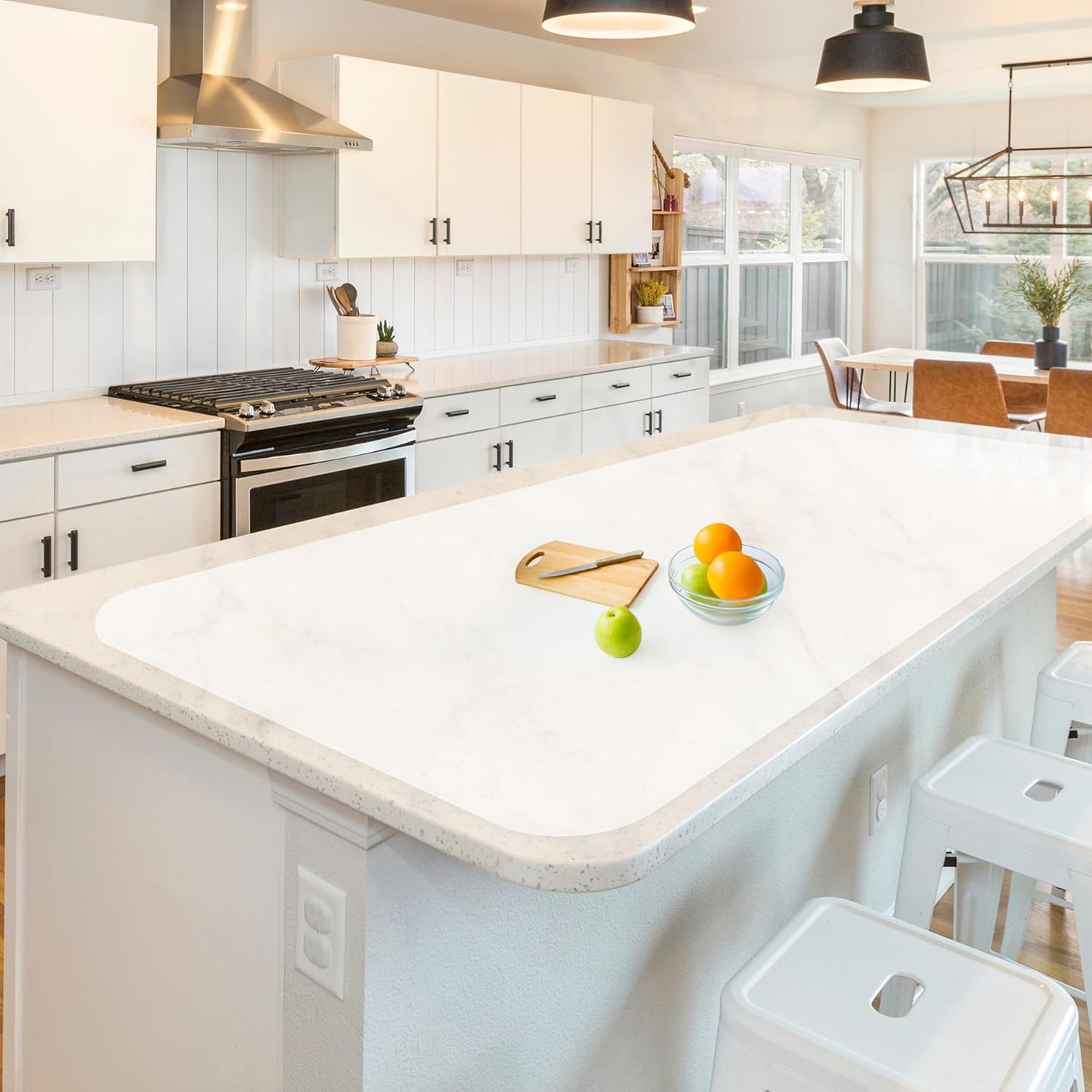 Silicone Mats for Kitchen Counter, Treerit 47.24"x 23.62" Extra Large Silicone Countertop Protector, Non-slip Heat Resistant Mats for Countertop, Shipped Rolled Up, No Creases, White Translucent