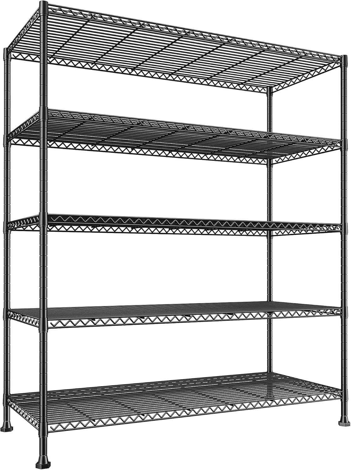 REIBII 45.8''W Wire Shelving Unit, 5 Tier Storage Shelves Adjustable Metal Shelving for Kitchen Pantry Office Wire Rack for College Dorm School, 45.8" W x 71" H x 17.2" D