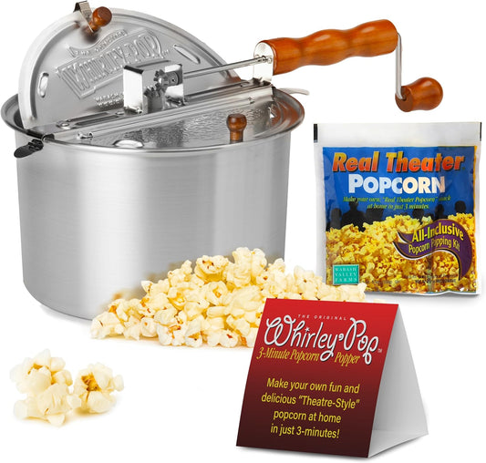 Original Whirley-Pop Popper Kit - Nylon Gears - Silver - 1 Real Theater All Inclusive Popping Kit