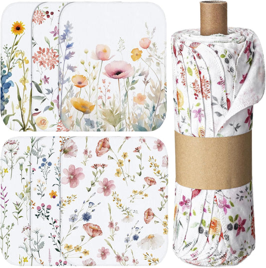 Noveread 36 Pack Reusable Cleaning Cloths Washable Cotton Kitchen Dish Towels for Home, 9.84x11.81in (Wildflowers)