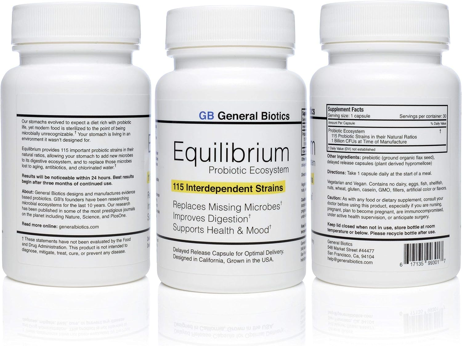 Equilibrium Probiotic Supplement with Prebiotic \u2013 Daily Time Release \u2013 30 Easy to Swallow Capsules \u2013 Highest Strain Count in The World \u2013 115-Strains