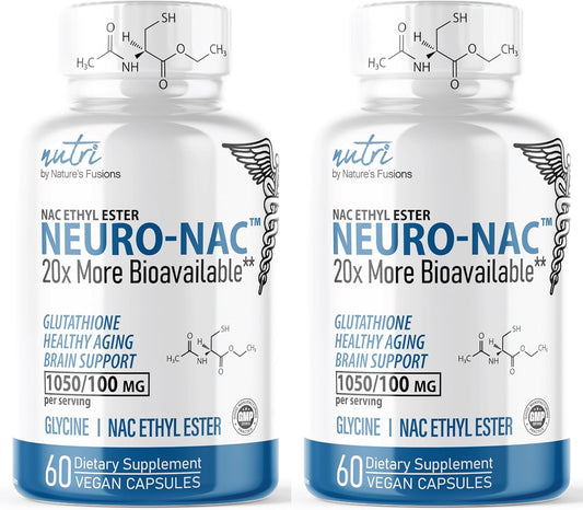Nature's Fusions Neuro NAC Supplement N-Acetyl Cysteine Ethyl Ester (Pack of 2)- 20x More Bioavailable Than NAC 600 mg - Boost Glutathione 10x More Than Liposomal Glutathione - 120 Capsules