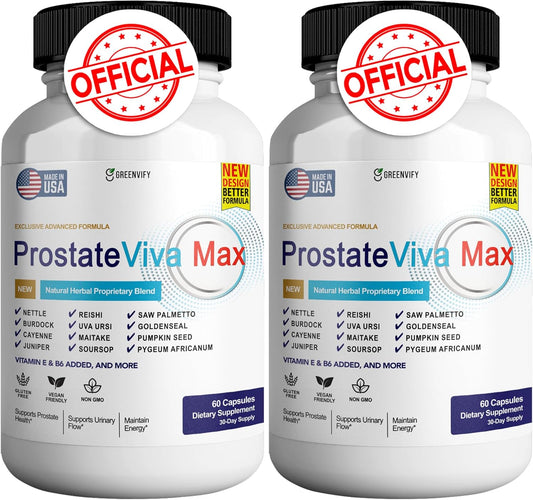 GREENVIFY ProstateViva Max Supplements for Men Capsules, Health Supplements - Maximum Strength, All Natural to Support Normal & Healthy Function (120 Capsules)