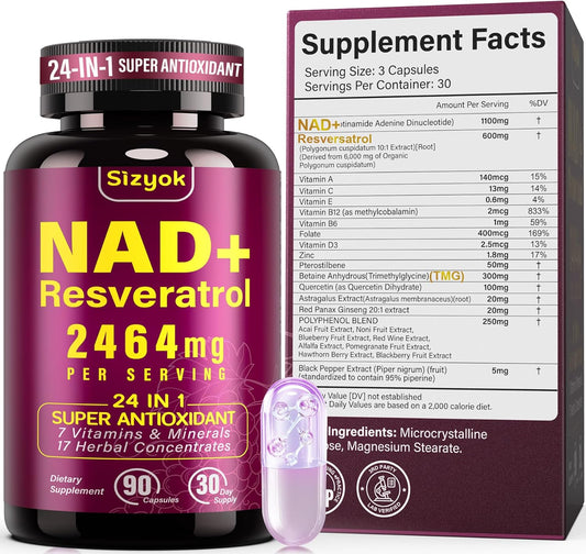 NAD Supplement 1100mg Pure Organic, Liposomal NAD Resveratrol Supplement for Women and Men, Support NAD+ Levels