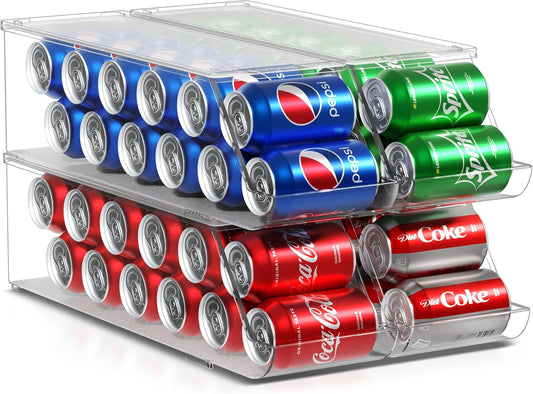 Sorbus Soda Can Organizer for Refrigerator \u2013 Stackable Can Dispenser with Lid for Fridge, Pantry, or Freezer \u2013 Holds 12 Cans Each, BPA-Free Clear Drink Organizer (4-Pack)