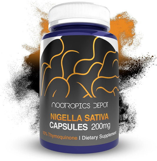 Nootropics Depot Nigella Sativa Extract Capsules | 200mg | 60 Count | Minimum 10% Thymoquinone Content | Black Seed Oil Extract | Supports Brain Health, Memory, Liver Health, and Immune Function