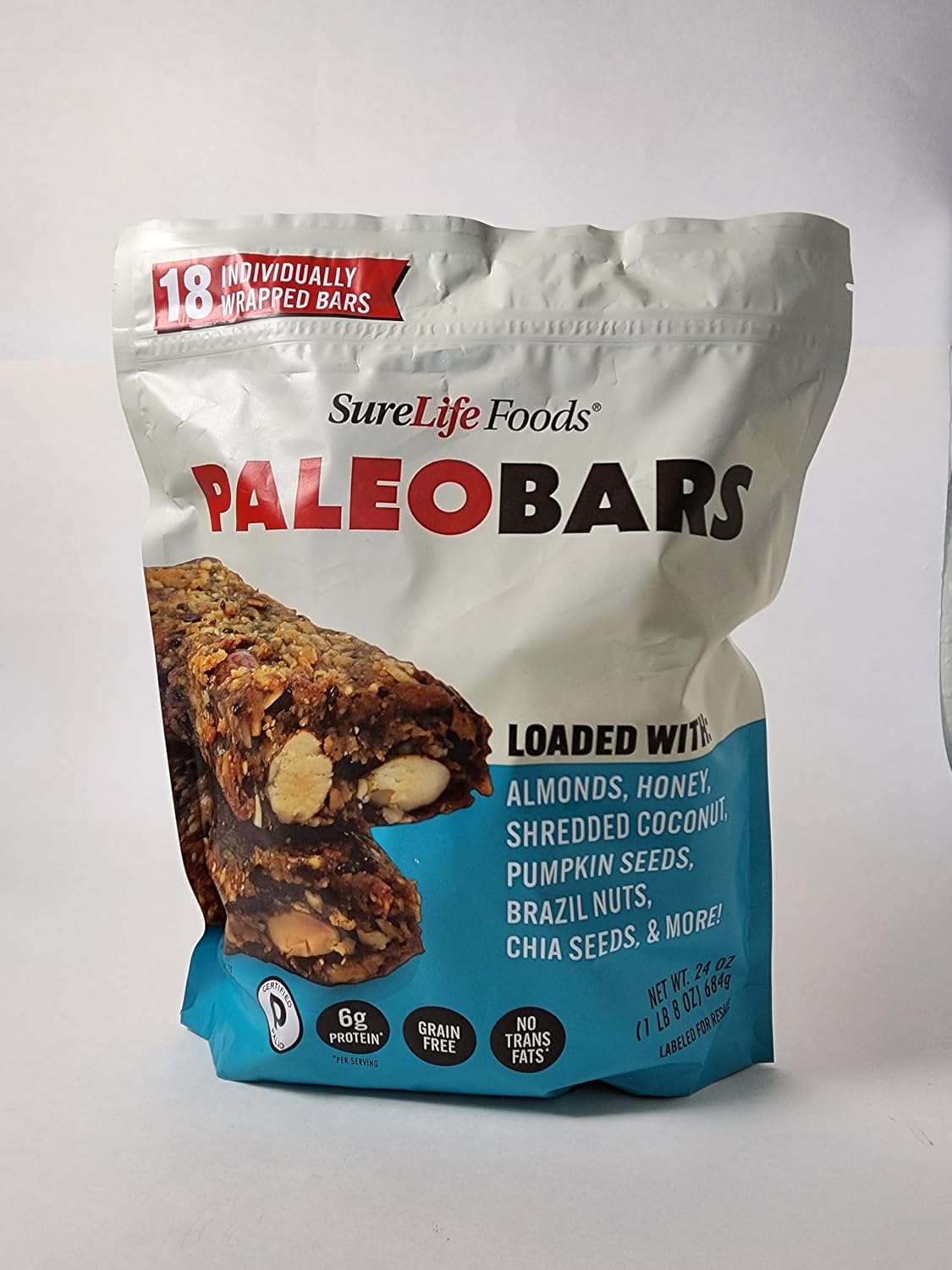 Sure Life Foods Paleo Bars,18 Individually Wrapped