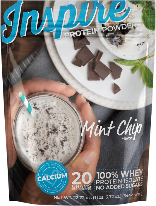 Inspire Mint Chip 20g Whey Protein Isolate Powder with Calcium (20 Servings)