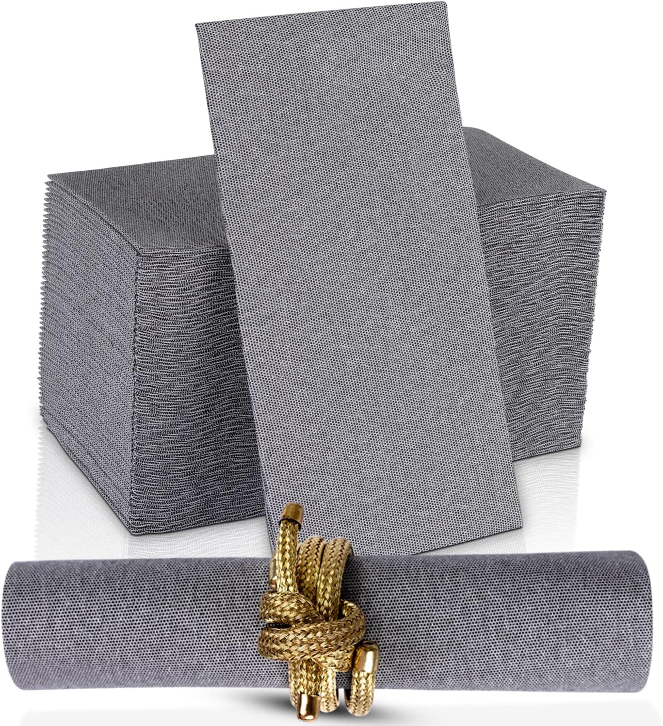 200-pack Naperee Premium Cloth-Like Disposable Paper Dinner Napkins - Made In USA, Soft Black Denim Hand Towel Napkin, Linen Feel - Perfect for Weddings, Parties, Kitchen & Bathroom Use - Gray,