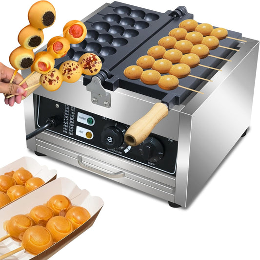 110V 1500WCommercial Electric Bubble Skewer Waffle Ball Machine 6-Grid Teflon Non Stick Pan Stainless Steel Belgium Waffle Ball Stick Maker