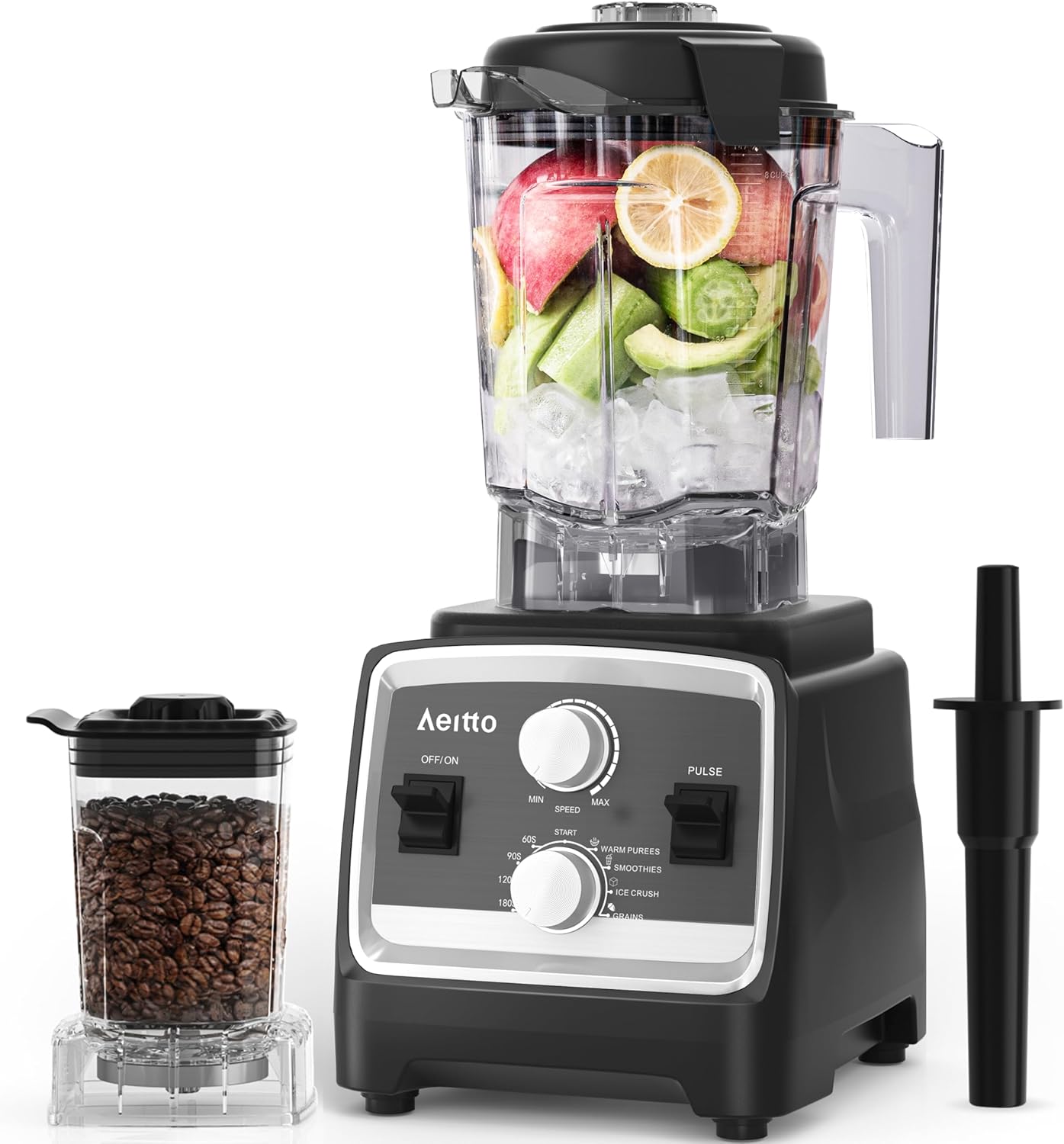 Aeitto Blenders for Kitchen with 1800W Motor, 68 Oz. Extra Large Capacity, 2-in-1 Blender & Grinder Combo, BPA-Free Countertop Professional Blender for Smoothies, Ice Crush, Frozen Drinks, Grey