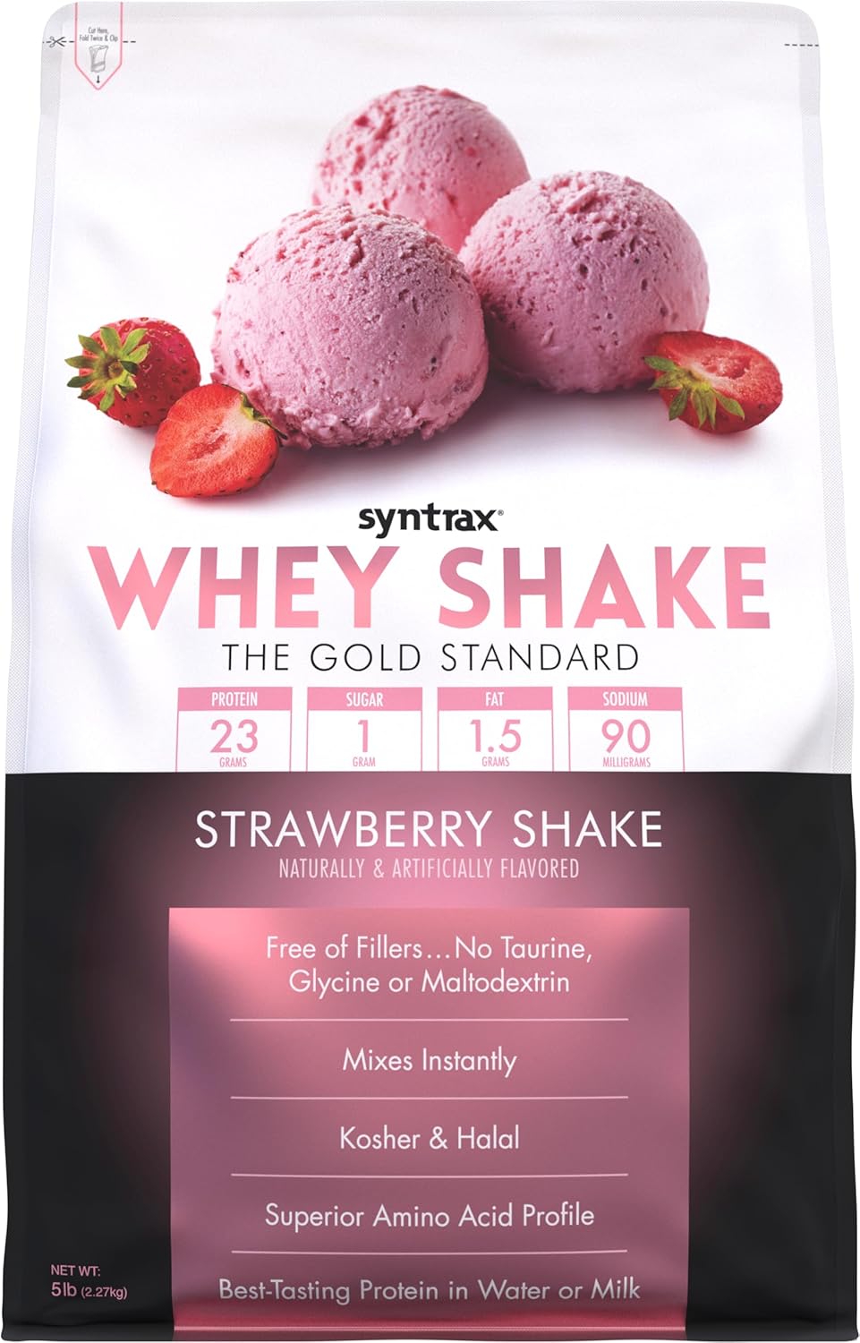 Syntrax Nutrition Whey Shake Protein Powder, Cold Filtered & Undenatured Whey Protein Blend, Strawberry Shake, 5 lbs