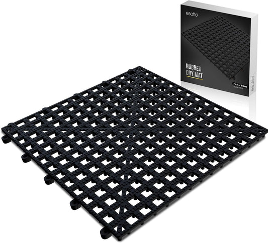 Esatto 6 Pack Interlocking Shelf Mats 12\u2033, Black \u2013 for Spills, Clean Bars, Stain Protection, and an Anti-Slip Surface