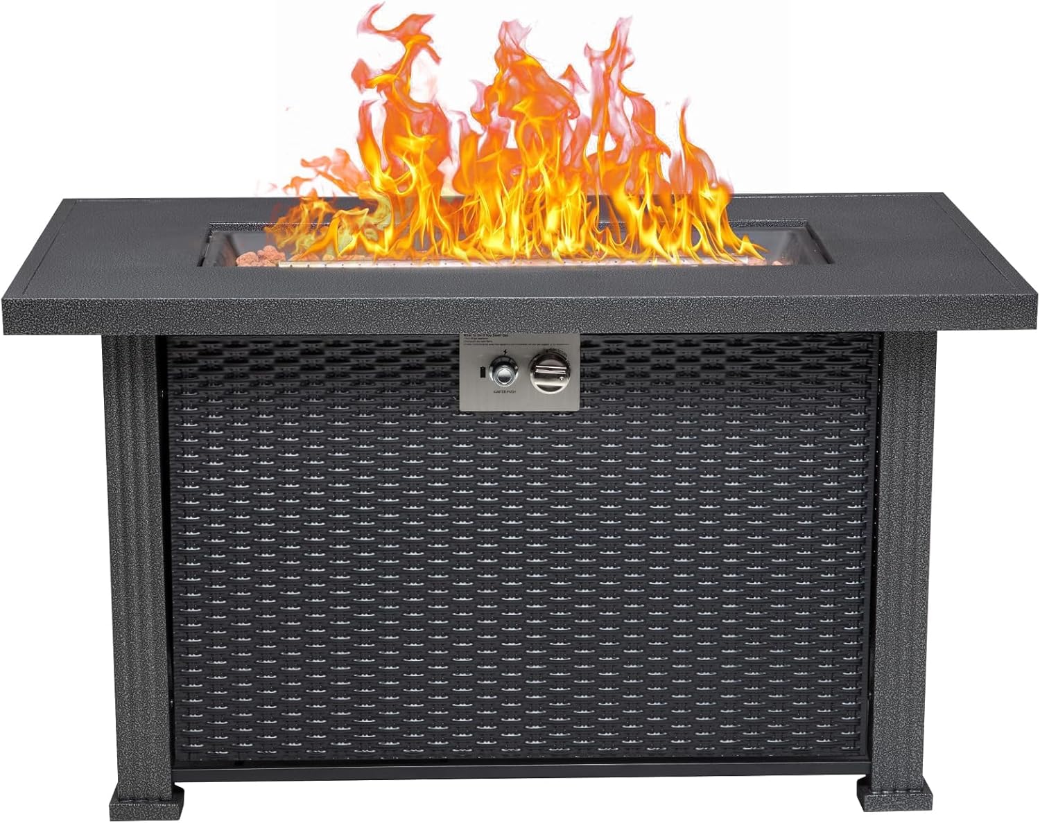 Garvee Outdoor Fire Pit Table, 50,000 BTU Portable Heater with Glass Wind Guard, Tabletop Small Firepit for Patio, Garden, Deck, Indoor Outdoor Fireplace Cover