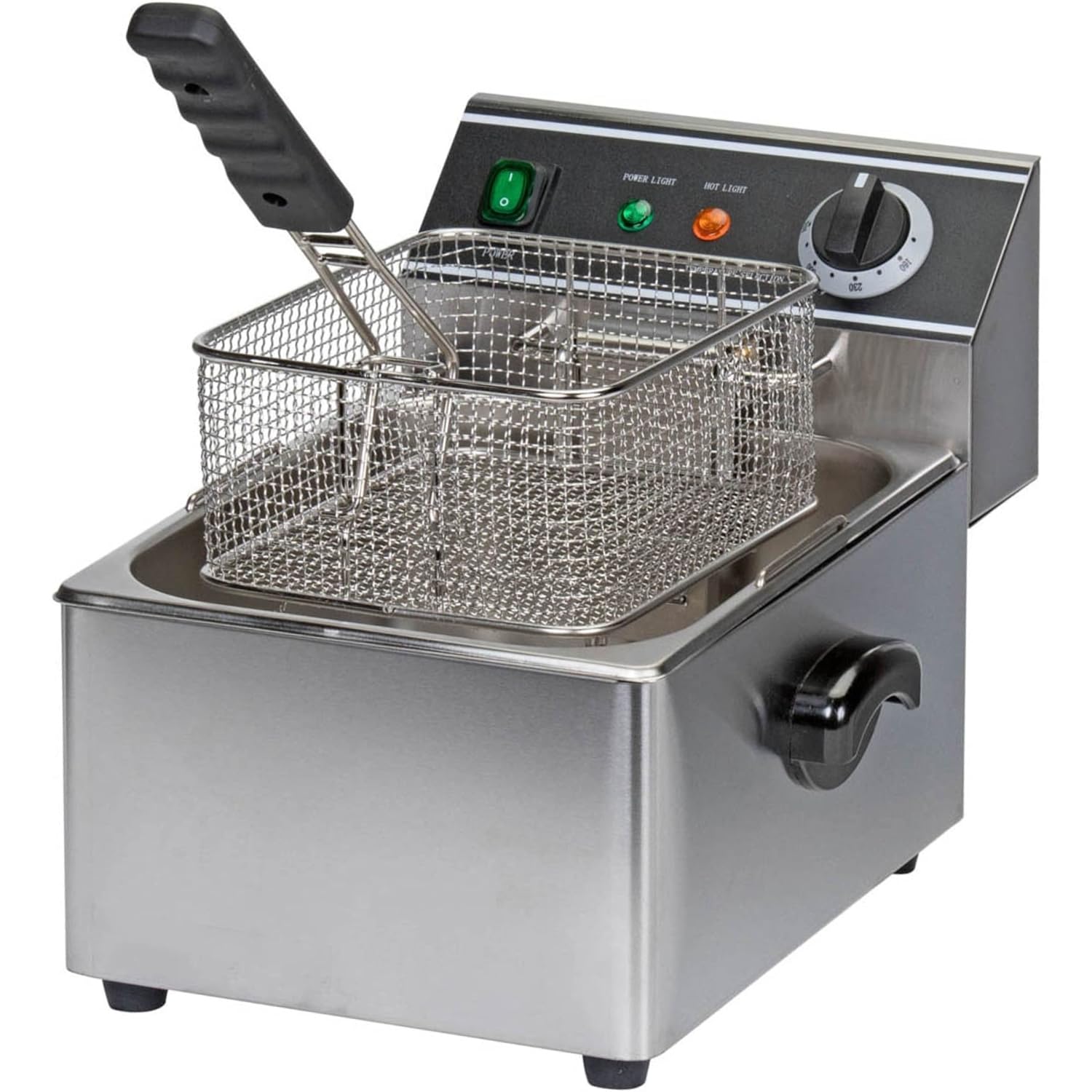 FSE DF-6L Electric Countertop Deep Fryer with 15 Pound Single Tank, Stainless Steel, Silver, 16"H x 11.75"W x 11.25"D