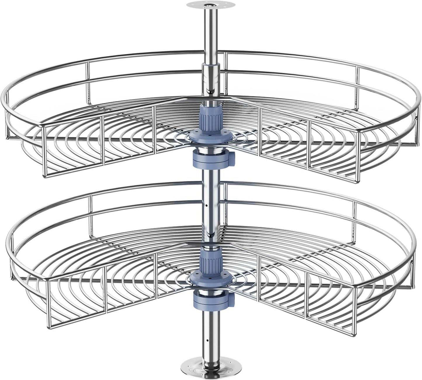JOWBOOW 28" Corner Cabinet Lazy Susan Turntable, 270° Adjustable Height Chrome Replacement Shelves for Kitchen Corner Cabinet