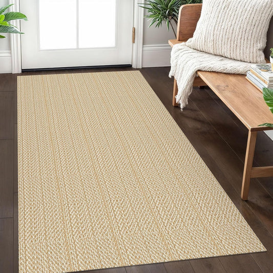 IOHOUZE Washable Area Rug 3x5 Non Slip Rubber Backed Woven Rugs for Entryway Rugs Indoor Outdoor Doormat Throw Rug Floor Carpet for Entrance Kitchen Front Door, Warm Beige\/Orange\/Apricot