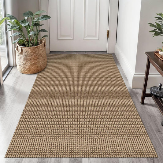 Ivissy Braided Area Rug 3x5 Ft Washable Rugs for Entryway Throw Rugs Rubber Backed Boho Door Mat Indoor Entrance Cotton Kitchen Mats Woven Front Door Carpet for Foyer, Orange\/Tan\/Brown