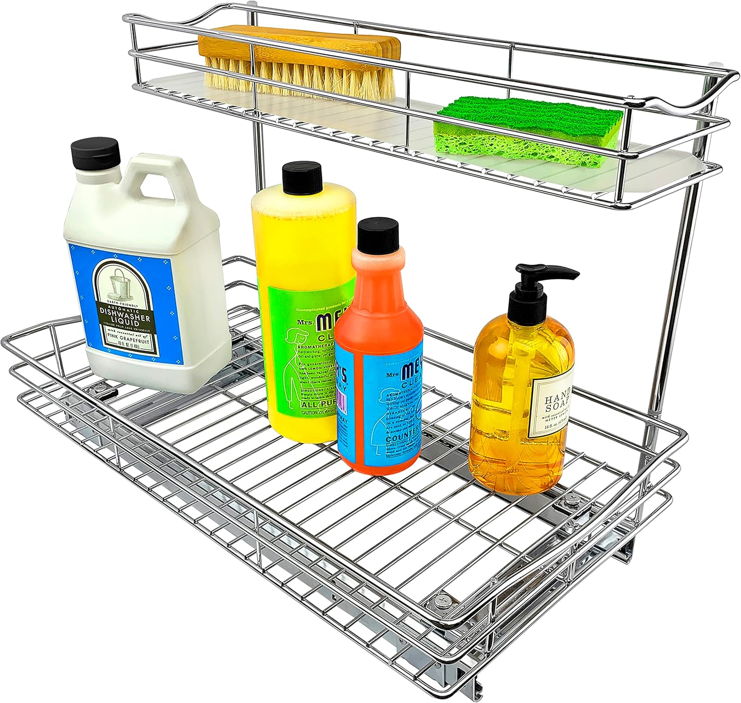 LYNK PROFESSIONAL® Pull Out Under Sink Kitchen Cabinet Organizer - 11.5 in. x 18 inch deep Drawer - Sliding Shelf Organizer for Cabinets and Undersink Storage Shelves - Lifetime Ltd. Warranty \u2013 Chrome