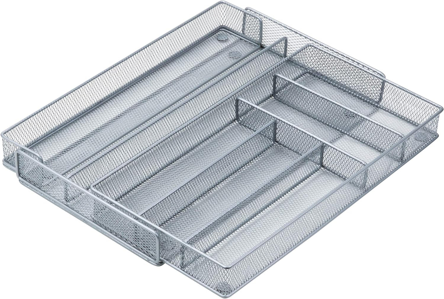 Honey-Can-Do KCH-02163 Steel Mesh 7-Compartment Expandable Utility Drawer Organizer, Silver