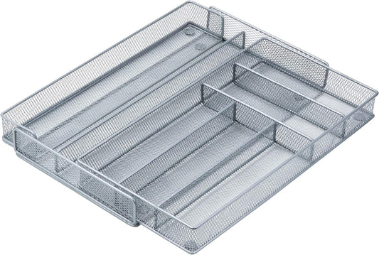 Honey-Can-Do KCH-02163 Steel Mesh 7-Compartment Expandable Utility Drawer Organizer, Silver