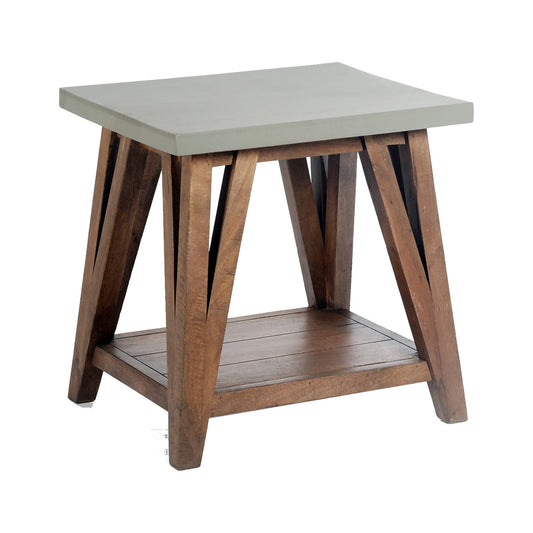 Alaterre Furniture Brookside 22"W Wood and Concrete-Coated Top Wood End Table