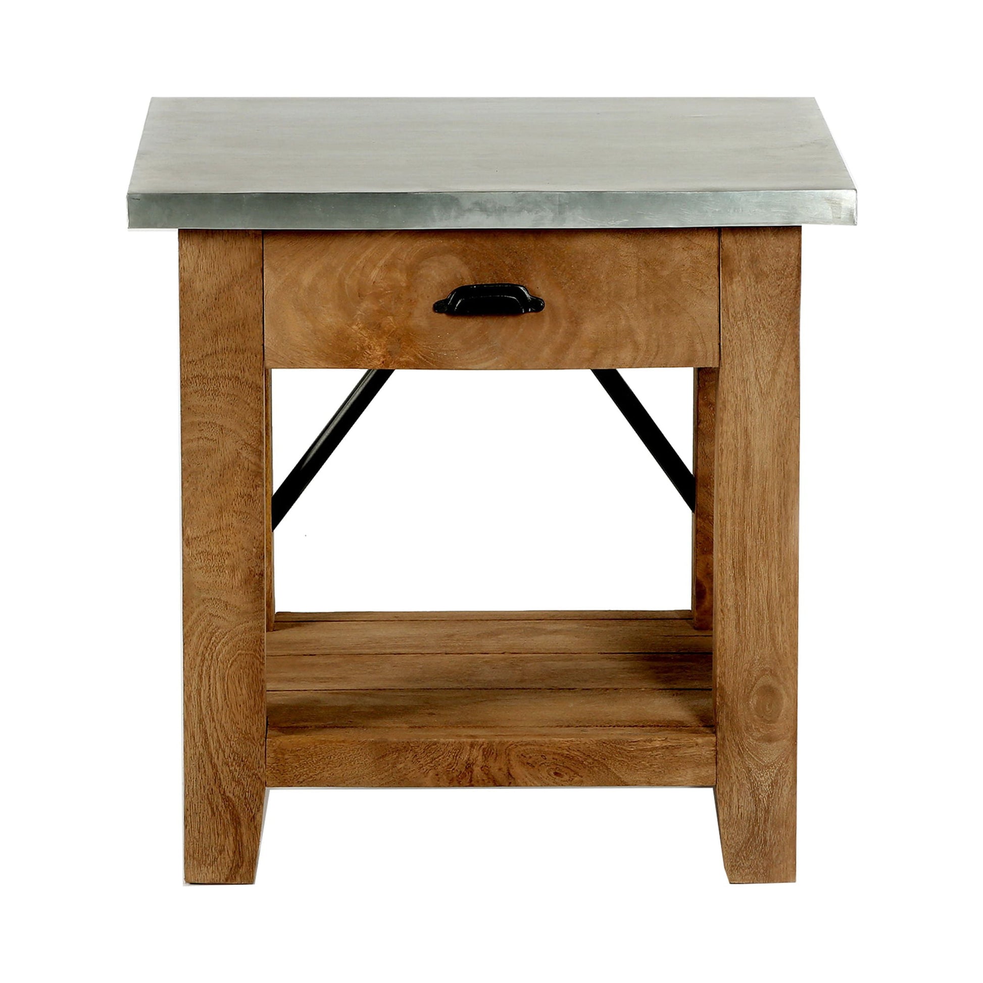 Alaterre Millwork 22" Wood and Zinc Metal End Table with Drawer