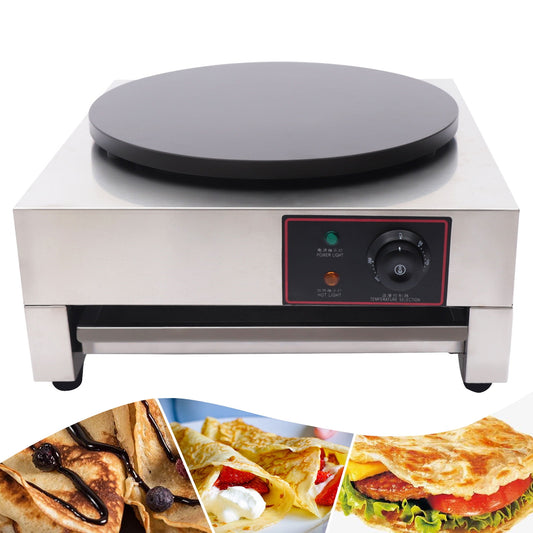 Anqidi 1.7KW Commercial Electric Crepe Maker, 15.75" Nonstick Pancake Griddle Machine Table Shift Circular Stove