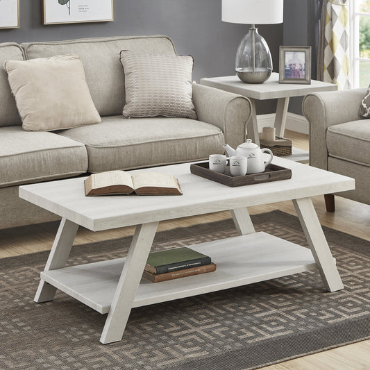Athens Contemporary Wood Shelf Coffee Table
