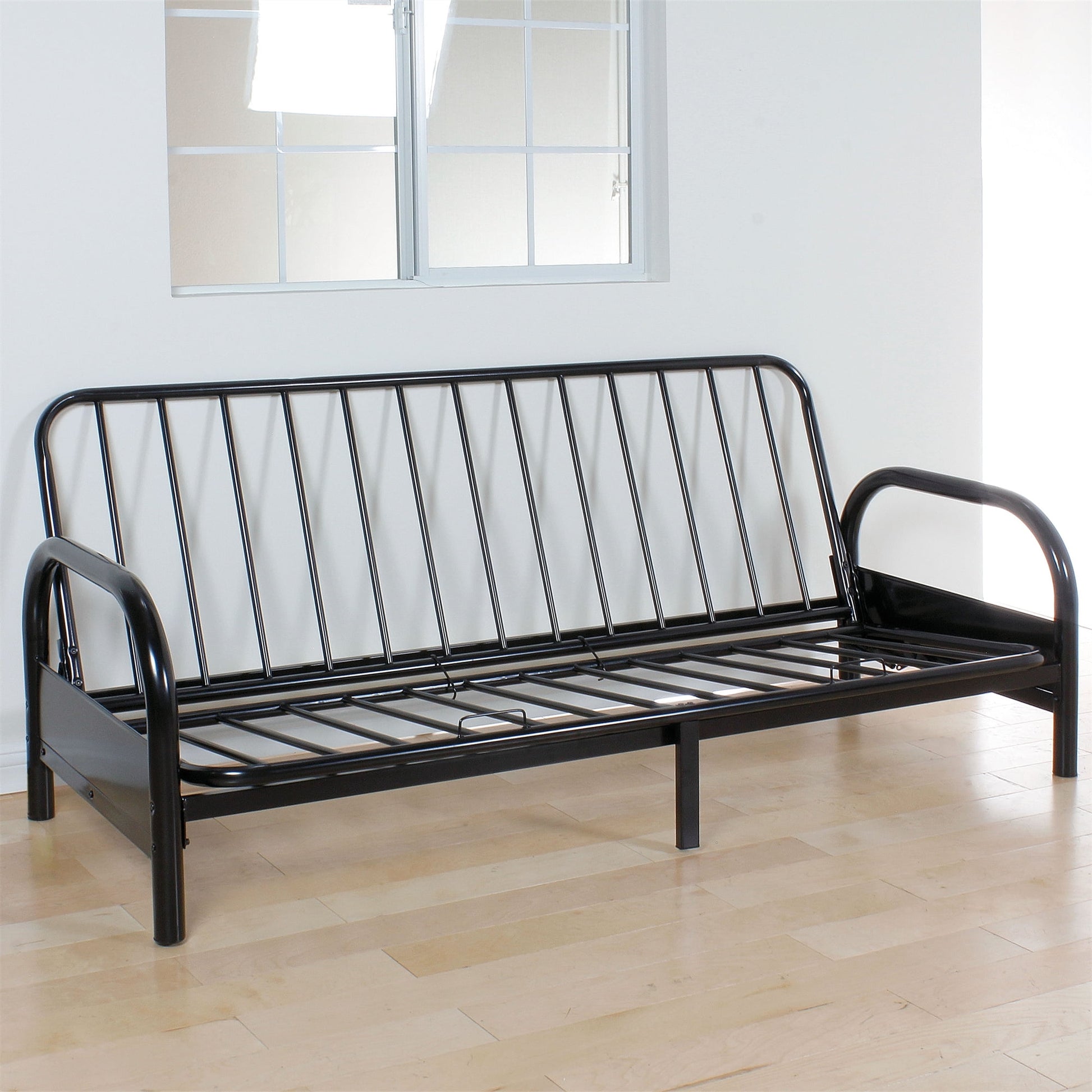 Aukfa 77" Futon Frame Metal Futon Full Size Sofa Bed, Space Save, Black
