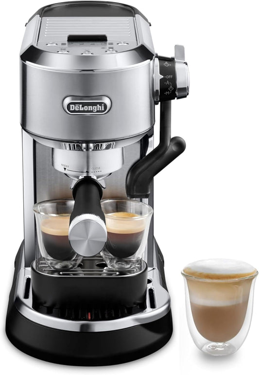 Automatic Steam Wand, 3 Coffee Temp & Milk Foam Settings, 54oz Removable Tank, Easy-to-Clean Dishwasher-Safe Parts, Compact Stainless Steel Design