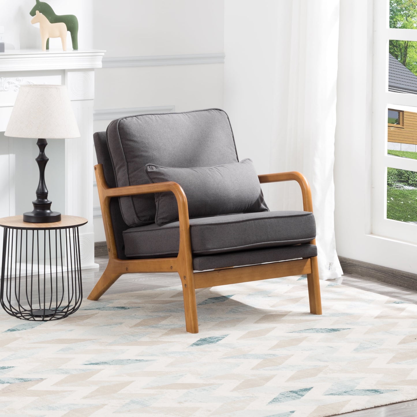 BSHTI Modern Accent Chair, Dark Gray