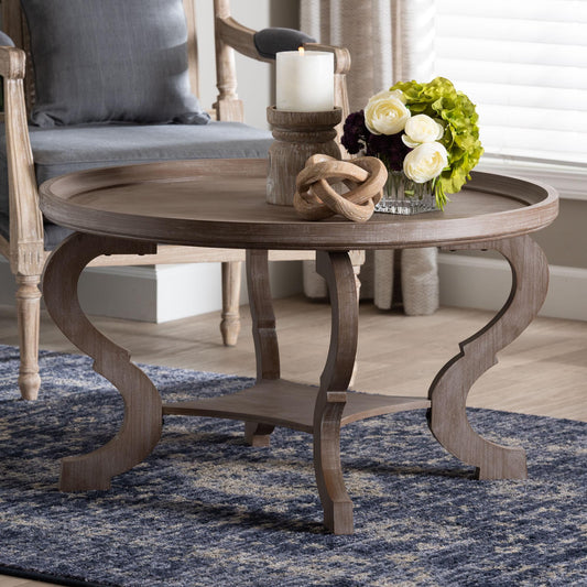 Baxton Studio Madrona French Country Coffee Table, Antique Brown